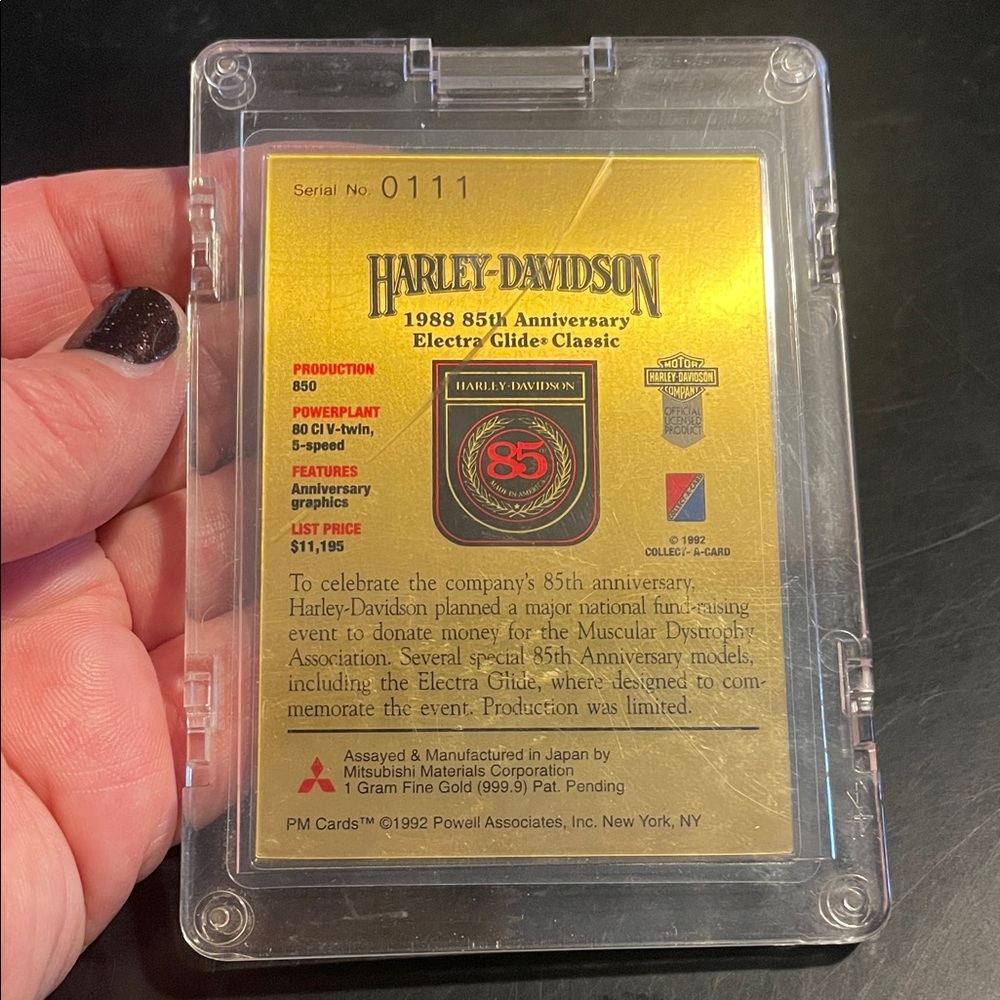 Harley-Davidson Gold Anniversary Collector Card in Clear Protective Case